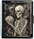 Metal 7 Day Pill Organizer, Cute Small Weekly Pill Case with 8 Compartments for Travel, Moisture-Proof Medicine Holder for Purse, Compact Daily Vitamin Box (Mystic Skeleton)