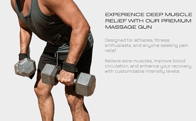 Premium Massage Gun Deep Tissue Muscle Pain Relief Massager with 6 Head Attachments | Portable Handheld Massage Gun, LCD Touch Screen, 30 Speed Levels for Neck, Back & Whole Body