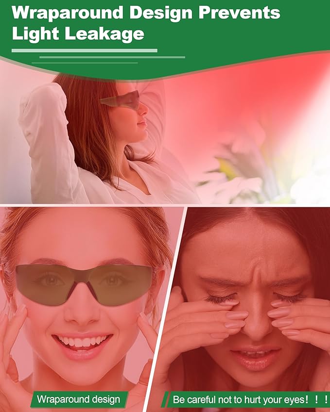 LIGHTMEUP Red Light Therapy Glasses,Eye Protection for Infrared & LED Light Sessions–Blocks 200-2000nm Harmful Wavelengths,Maintain Visibility,Lightweight Red Light Goggles 3 Pairs