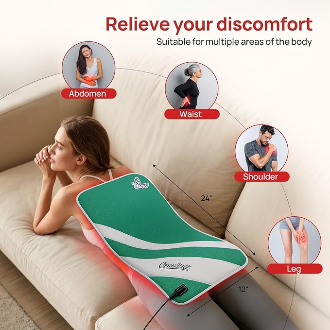 Red Light Therapy for Body, 24" x 12" Large Size (250 LEDs) Near Infrared Red Light Therapy Mat, 660nm&850nm, Adjustable Timer and Power Levels, Sweat-Resistant & Easy-Clean for Pain Relief