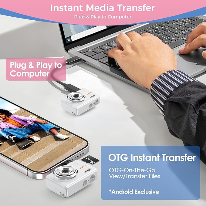 Mini Keychain Digital Camera, Y2K Pocket-Size Mini Camera, 2MP 1080P Small Camera with 32GB Card, Video Recorder with Long Battery Life for Travel, Party and Vlog (White)