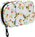 Fustylead Beautiful Hummingbirds and Flower Pill Organizer for Purse, Weekly Portable Pill Box with Zipper to Storage Vitamins Fish Oils Medications Supplements