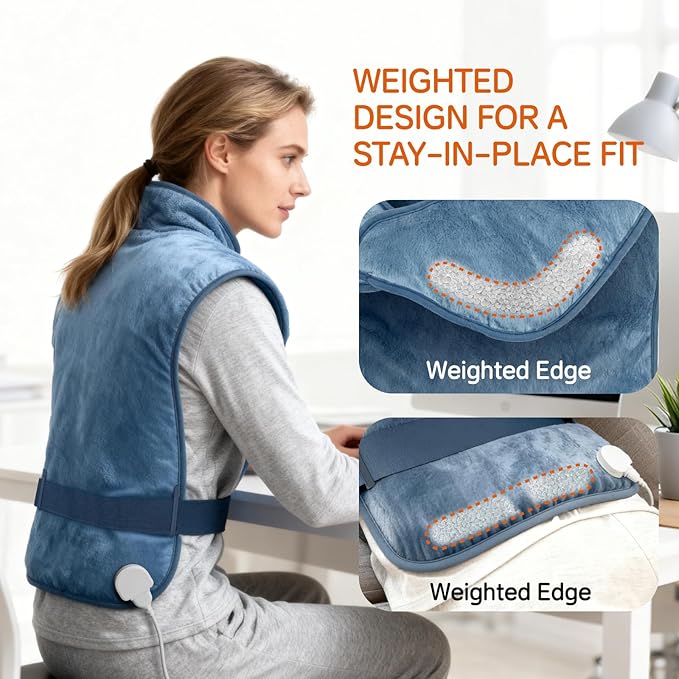 Heating Pad for Neck and Shoulders, Back Pain Relief, Electric Heating Pads with 6 Heat Levels & 4 Time Settings, Auto Shut-Off, Gift for Mom and Dad