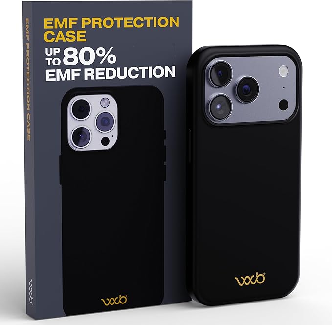 WAVEBLOCK EMF Protection Silicone iPhone Case Compatible with iPhone 17 Pro, Radiation Blocker, 5G Shield Reduction, Lightweight, USA Patented and Tested in FCC Lab, Black