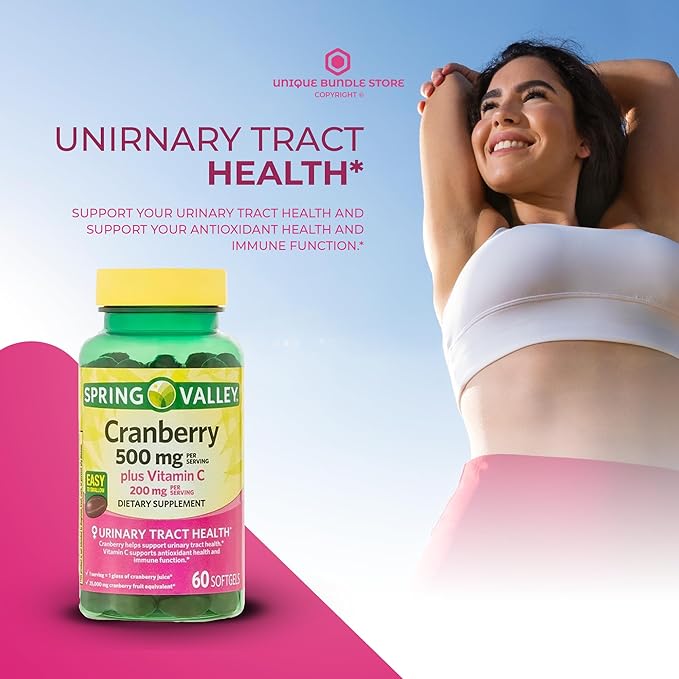 Unique Bundle Store Spring Valley, Cranberry Supplements for Women & Men, 500mg 60 Count Softgels, Dietary Supplement + 7 Day Pill Organizer Included (Pack of 1)
