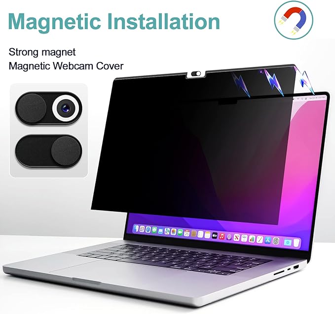 2-in-1 Office Magnetic Privacy Screen Protector with Camera Cover for MacBook Air 13.6/13” (2022-2026, M2/M3/M4/M5), 13.6 inch Business Professional Removable Anti Glare Matte Blue Light Mac Filter Shield