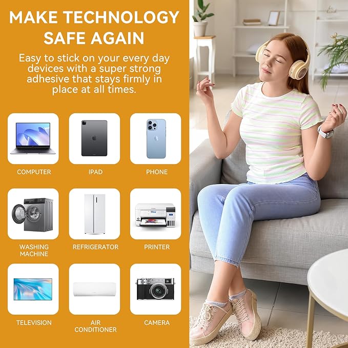 8 Pieces of Cell Phone Protection Neutralizers Stickers, Blockers Equipment Stickers for All Phones Tablets Laptops Computer WiFi All Devices Black