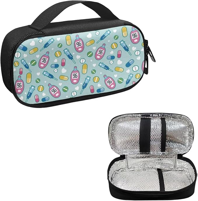 Rnyleeg Cryan Diabetic Bags for Women Men Small Size Insulin Bag for Diabetes Portable Medicine Travel Case for Insulin Pen Glucose Meter Cases for Car Home Office