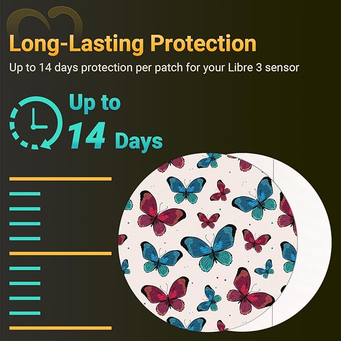 Libre 3 Sensor Covers Waterproof Flowers, Amolyfe 10 Pack Freestyle Libre 3 Plus Covers, Bump-Proof with Hard Cap, Breathable CGM Glucose Sensor Latex Free Patches, 14-Day CGM Protection (Flower)