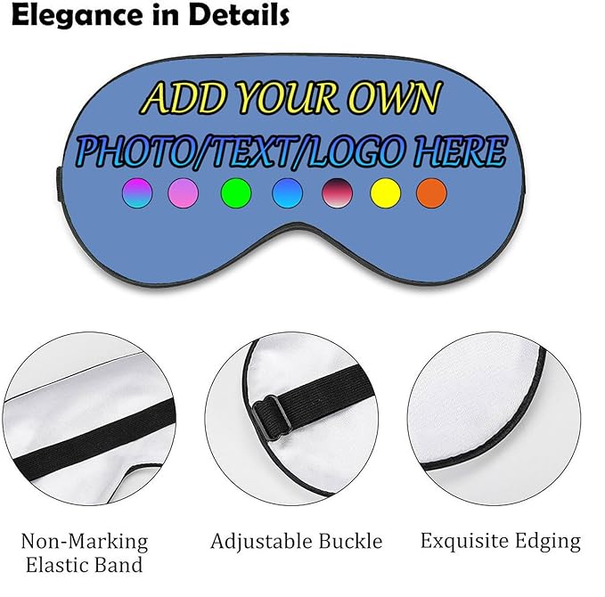 Personalized Eye Mask, Custom Eyeshade Blindfold Add Your Design Image Text Customized Eye Cover with Adjustable Strap for Sleeping Travel Work Naps Blocks Light, Dutch Blue