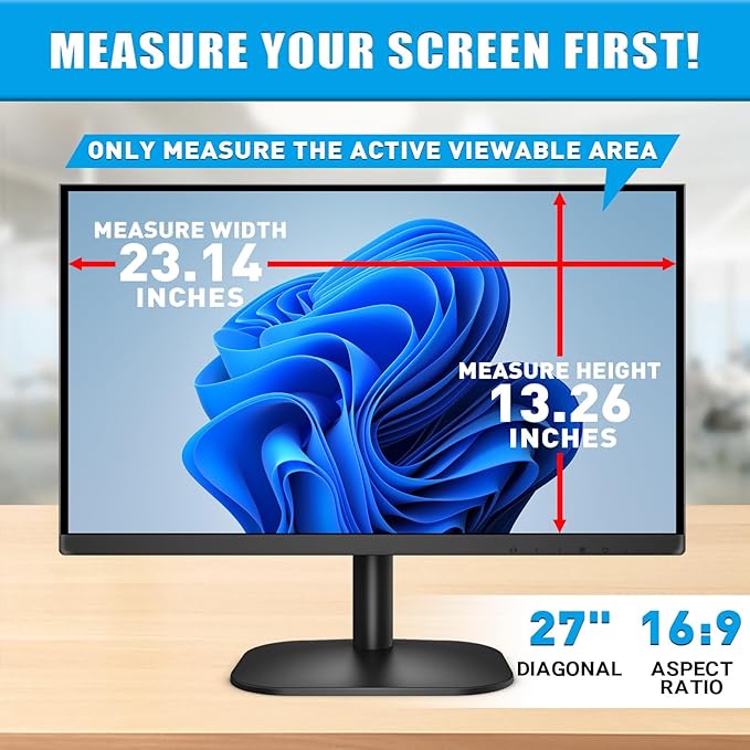 PYS 2-Pack 27 Inch Blue Light Screen Protector for Monitor – 16:9 Removable Anti-Blue Light Filter, Eye Strain Relief, UV Protection Film for Computer Monitors