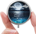 Mini Pill Box, Small Pill Box, Portable Pill Box, Cute Pill Organizer for Vitamins, Medications, Fish Oil and Supplements (Beautiful Starry Sky)