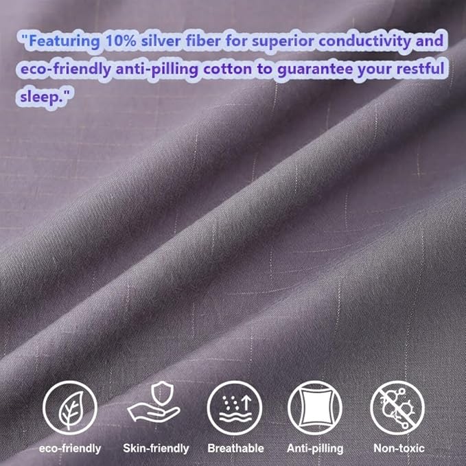 Grounding Sheets with Stay-Put Elastic Straps - Premium Conductive Silver Fiber & Organic Cotton - Earth Sheets for Better Sleeping, Recovery & Stress Relief - 15ft Grounding Cable Included