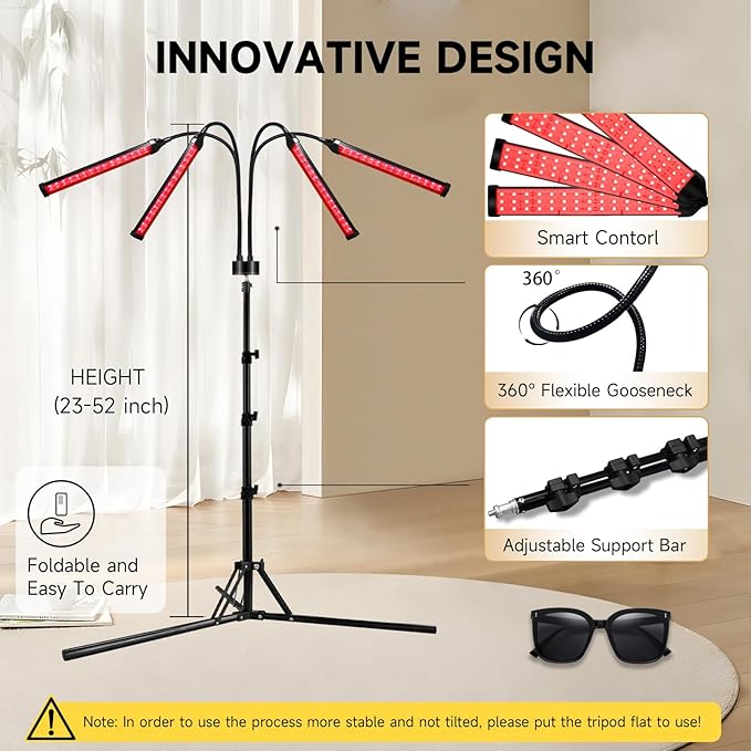 Shyineyou Red Light Therapy for Body, 7 Colors LED Red Light Therapy Lamp with Base Timer, Deep 7 Color Therapy Device for Face, Leg, Knee, Back（7 Color）