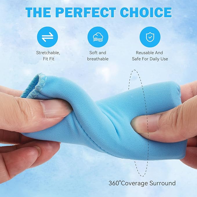 Finger Ice Sleeves Packs, Reusable Finger Cold Packs, 4 pcs Finger Gle Ice Pack Wrap Thumbs & Toes, Lasting Cold Compress, Hot Cold Ice Pack - for Injury, Sprain, Swelling