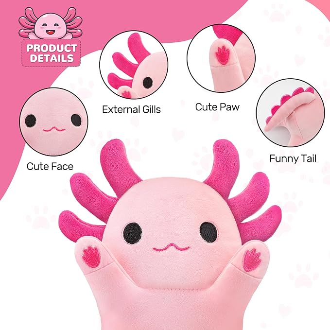 Axolotl Heating Pad for Period Cramps & Menstrual Pain Relief, Portable Electric Heat Pads USB Powered, Cute Stuff Stuffed Animals for Women Teen Girls, Funny Birthday Easter Christmas Axolotl Gifts