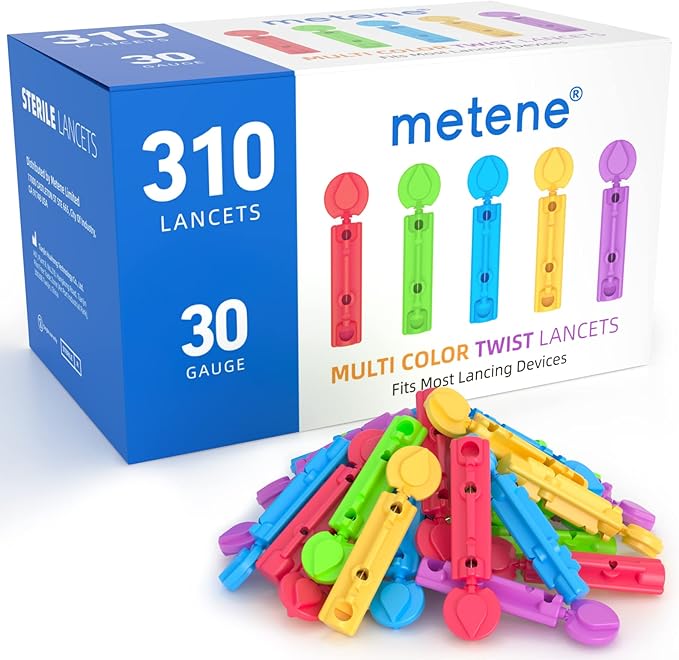 Metene TD-4116 Blood Glucose Monitor Kit & Metene Twist Top Lancets for Lancing Devices
