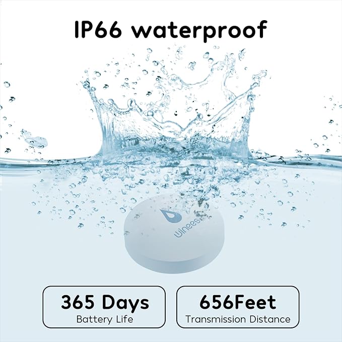 Winees WiFi Water Leak Detector for Home, 3 Pack Water Sensors with 100dB Adjustable Alarm, Leak Alert Email&SMS Notification, 200M Transmission for Basement, Bathroom, Laundry, IFTTT, 2.4G WiFi Only