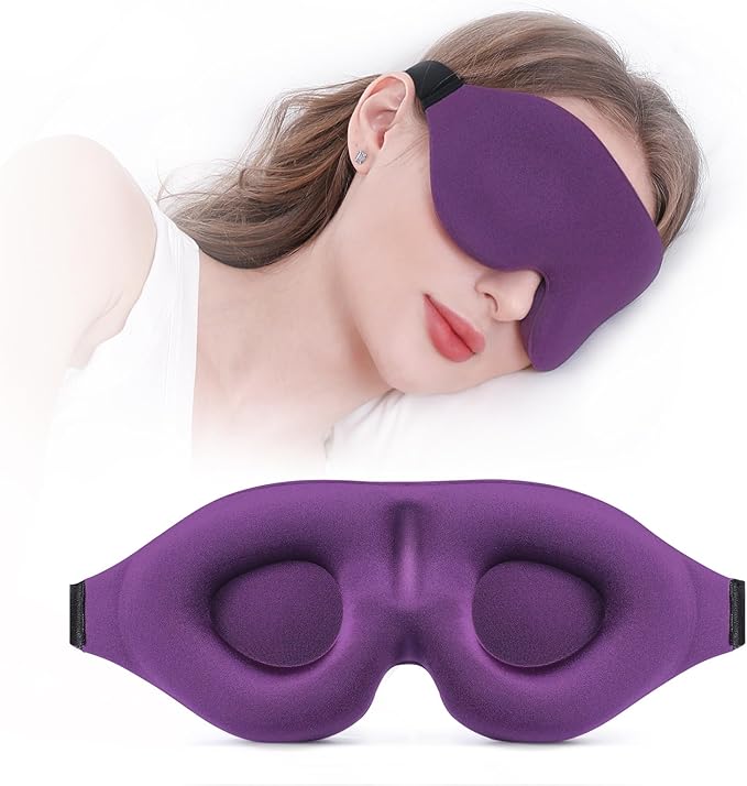 Sleep Mask (Purple & Blue) for Men Women, Complete Light Blocking 3D Eye Mask for Sleeping Night Blindfold, Relaxing Zero Pressure Eye Cover