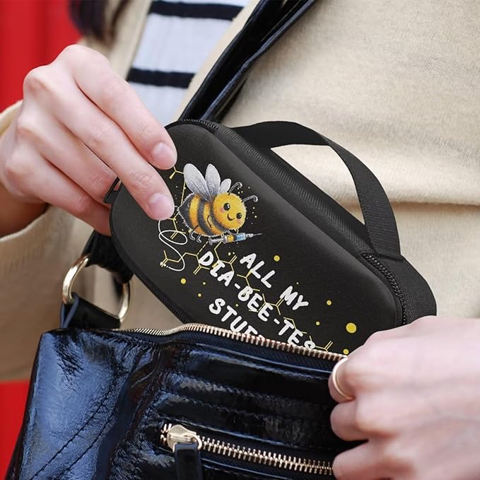 Rnyleeg Black Diabetic Bag for Supplies All My Diabeetes Stuff Insulin Cooler Travel Case Portable Diabetes Supplies Case for Home Diabetic Care