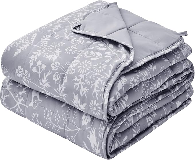 yescool Weighted Blanket for Adults (20 lbs, 48" x 72", Pearl Grey) Cooling Heavy Blanket for Sleeping Perfect for 140-160 lbs, Twin Size Breathable Blanket with Premium Glass Bead, Machine Washable