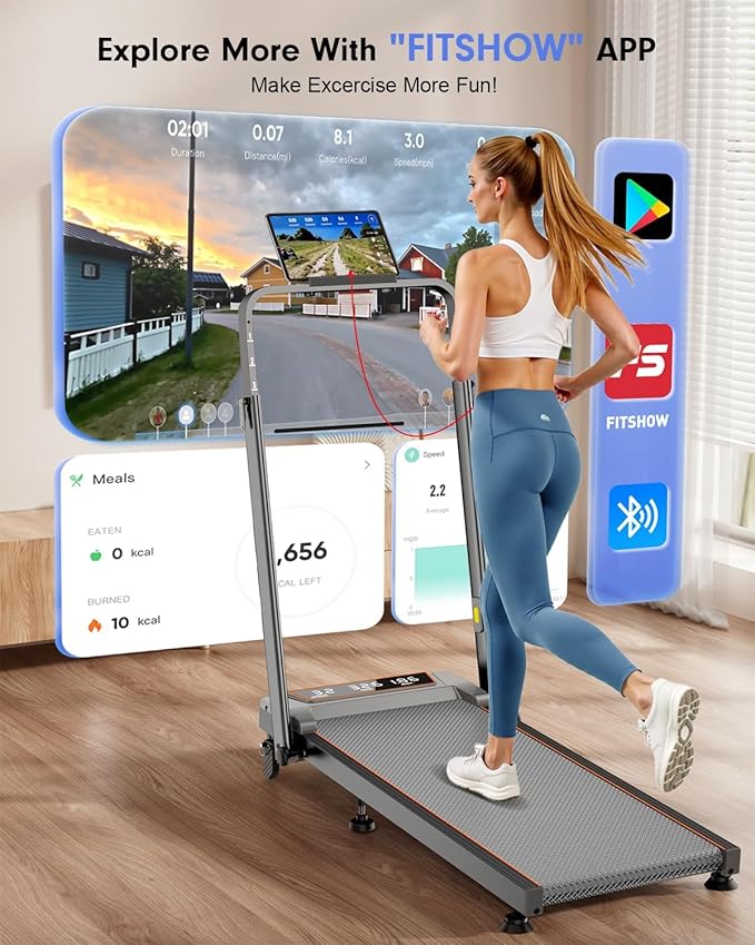 Walking Pad Treadmill with 12% Incline & Handle Bar Height Adjustable, One-click MUTE Walking Pad with Incline 3 Level, 3.5HP Foldable Walking Pad Treadmills for Home Office Small 350lbs, Remote & APP