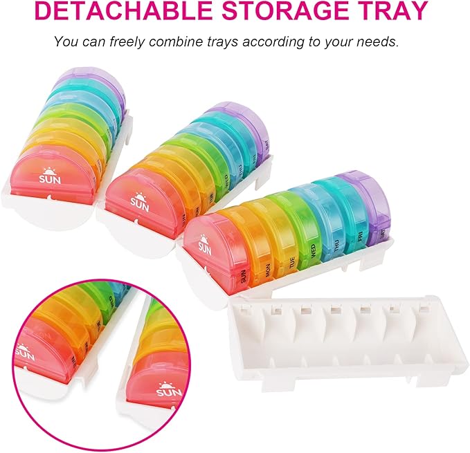 XL Monthly Pill Organizer 2 Times A Day, AM/PM One Month Pill Box 28 Day,Daily Pill Case Large 4 Week Big Compartments for Pills Vitamin Fish Oil Supplements (Rainbow)