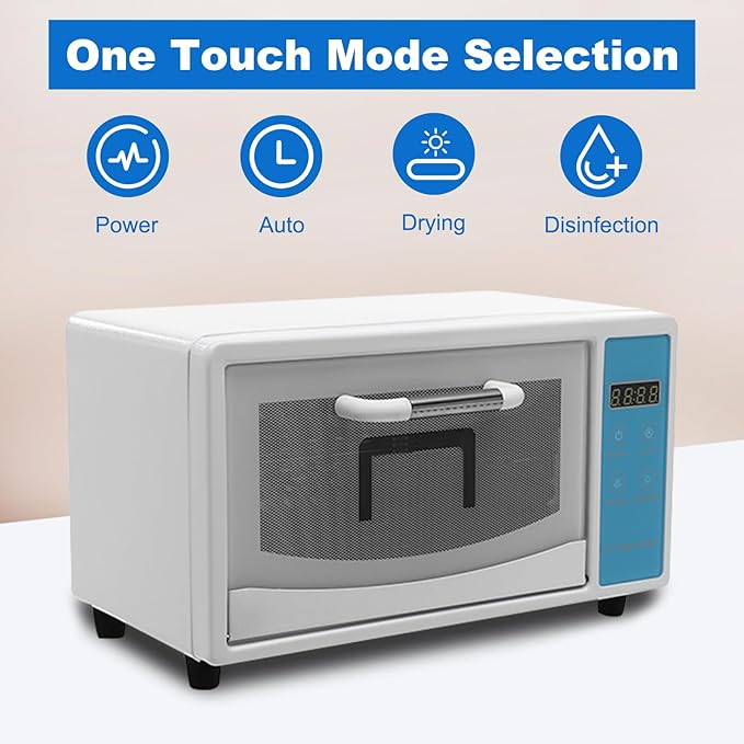 Sterilizer for Nail Tools, 10L Multifunctional Nail Tool Cleaning Machine, Nail Tool Sterilizer with 167℉ Hot Air, Adjustable Tiers, LED Display, For Hair, Salon, Spa, Nail, Salon (Blue)
