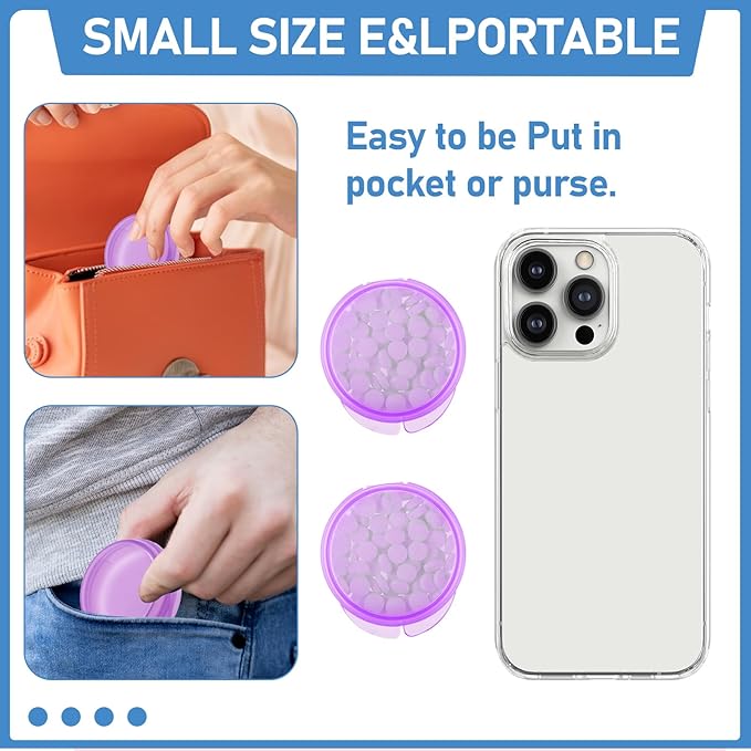4 Pcs Mini Pill Organizer Small Pill Box Cute Portable Pill Case for Pocket Purse Travel Storage Containers Earplug Case Medicine Dispenser Vitamin Holder (4 Purple)