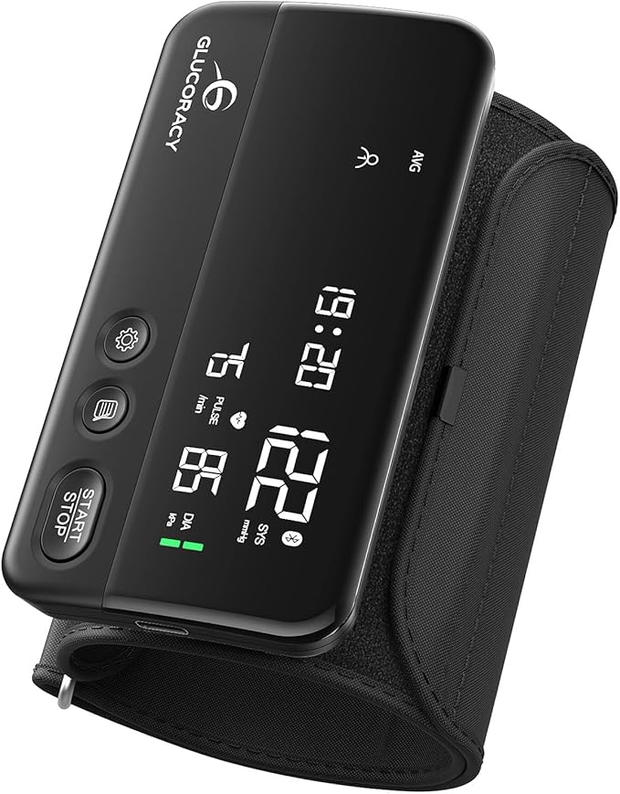 Glucoracy Upper Arm Blood Pressure Monitor, Rechargeable Blood Pressure Machine, Blood Pressure Monitors for Home Use, Portable One-Piece Design, Adjustable Wide Range Arm 10.6"-16.5", Large Display