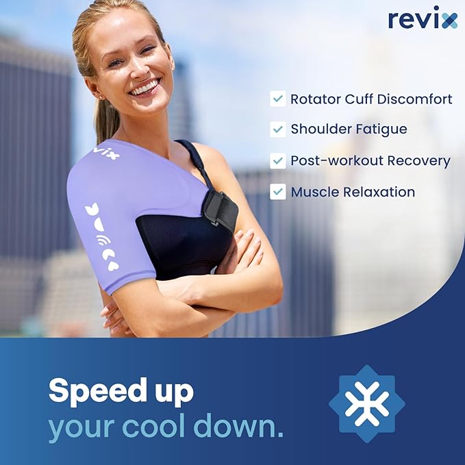 REVIX Shoulder Ice Pack for Rotator Cuff Cold Therapy, Gel Ice Pack Reusable for Arm Discomfort & Fatigue, Shoulder Targeted Relief Compression Sleeve, Flexible Fit for Women, Lady, Female, Girl