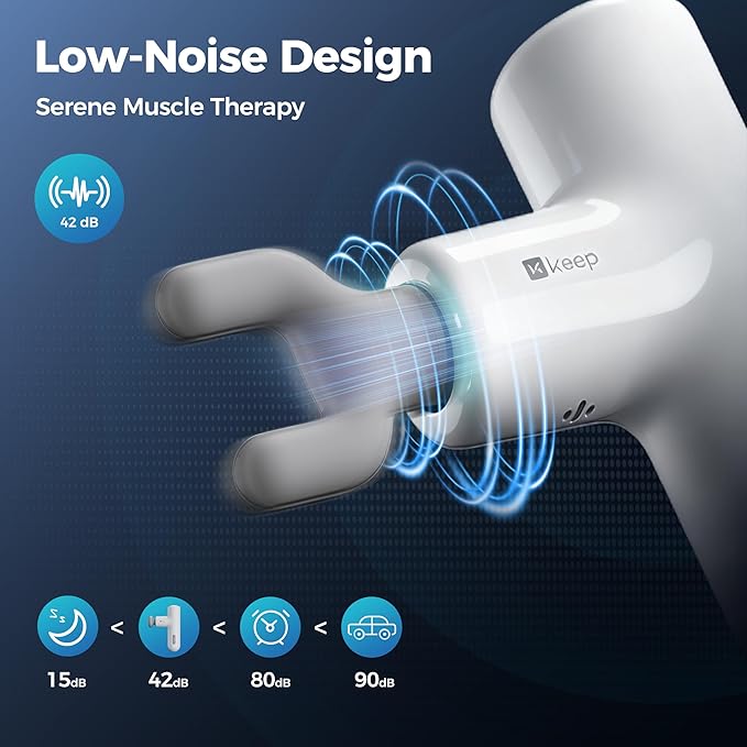 KEEP Massage Gun Deep Tissue with Heat, Portable Percussion Muscle Massager Gun for Athletes & Pain Relief, Ultra-Quiet Brushless Motor, Lightweight Electric Massager for Neck Back Shoulder (G2 Air)