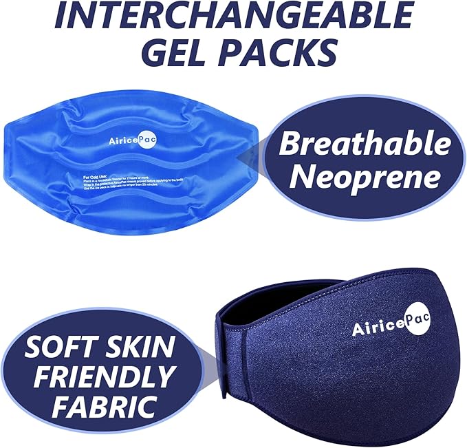 Ice Pack for Back Pain Relief, Reusable Gel Lower Back Wrap, Cold Compress Therapy for Waist Lumbar Injuries, Sciatic Nerve, Herniated or Degenerative Disc, Coccyx, Tailbone Pain Blue