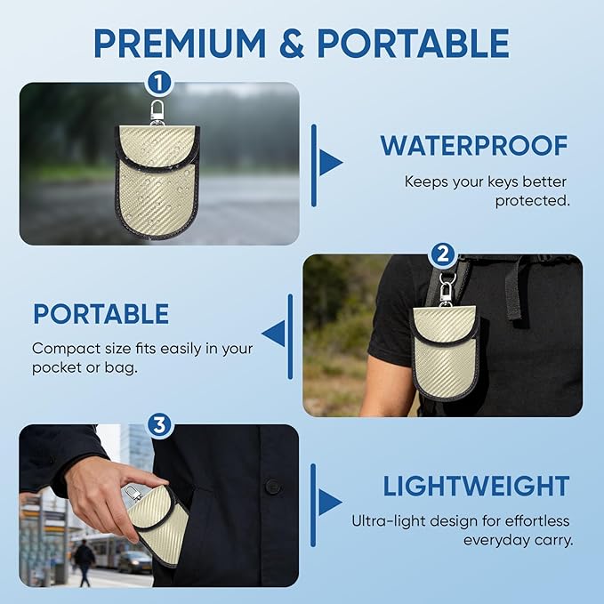 TICONN 2PK Faraday Bags for Car Keys Fob, 3.5"X5.0" Faraday Cage Protector, Car RFID Signal Blocking, Anti-Theft Pouch Anti-Hacking Case Blocker (Beige, M)