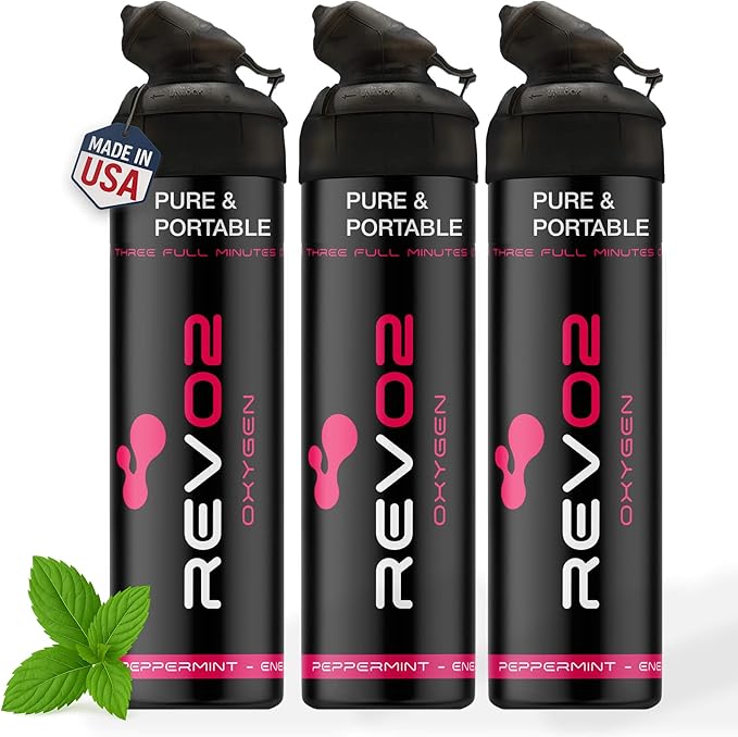 Oxygen Can | 98% Pure Portable Oxygen for Athletes, Recovery & Altitude Relief | 10L Canister with Zero-Leak Mouthpiece & Trigger Lock | Natural Energy Boost for Sports & Travel - Peppermint 3 Pack