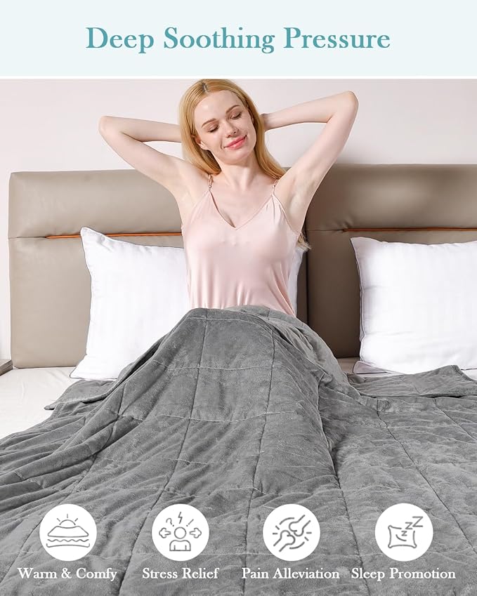 Topblan Weighted Blanket Queen Size 20lbs, Adult Weighted Blankets with Soft Warm Fabric for Sleeping and Calming, Adult Heavy Blanket for Sofa Bed, Grey, 60 x 80 inches