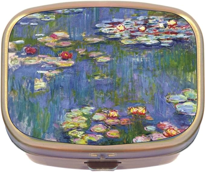 Water Lilies Monet Brass Rectangle Pill Box