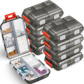 Meekoo 8 Pcs Travel Pill Organizer Pocket Portable Pill Case Daily Container Small Container Medicine Travel with 10 Compartments for Purse Fish Oil Medicine(Gray Red)