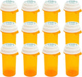 Prescription Reversible Thumb Tab Vials,Pill Bottles with Child Resistant Cap,Empty Medicine Bottles with Caps,Medicine Container for Personal Medication & Pharmacy.(16dram,12pcs)