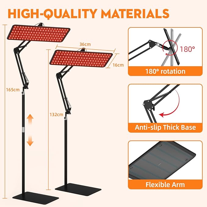 Red Light Therapy for Face and Body, 3-Wavelength (660nm Red, 850nm, 940nm Infrared) LED Infrared Light Therapy Lamp with Adjustable Stand, Protective Glasses for Home Use, Gift for Women Girls