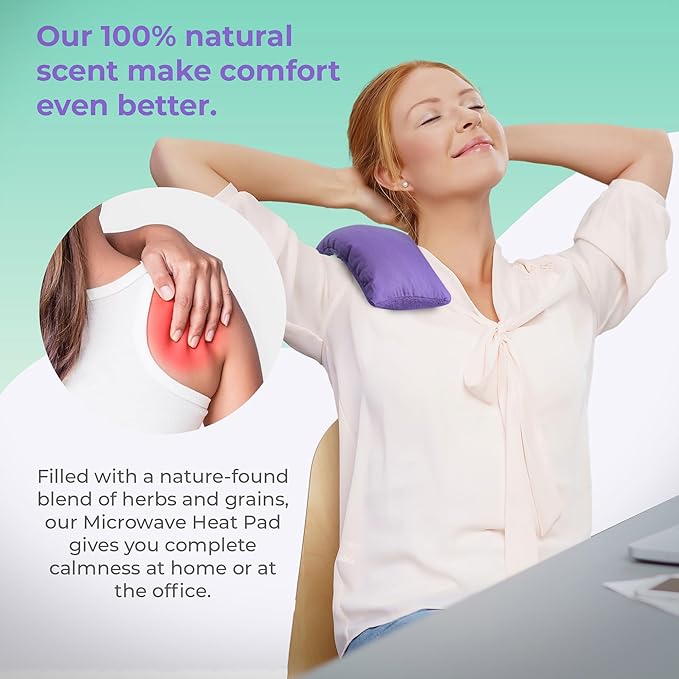 My Heating Pad for a Better Comfort - Moist Microwavable Heating Pads for Joint Pain and Sore Muscles - Microwave Hot Pack Heat Pad for Cramps - Chilled or Heated Pad Therapy Pillow - 2 Packs Purple