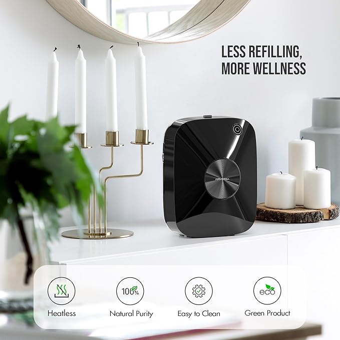 Smart Waterless Essential Oil Diffuser Hotel Scent Starter Kit, 400mL Capacity with 200mL Fragrance Oil, Up to 2000 sq ft Scent Air Machine with 12A1V Power Adapter for Large Room, ANA Black Kit