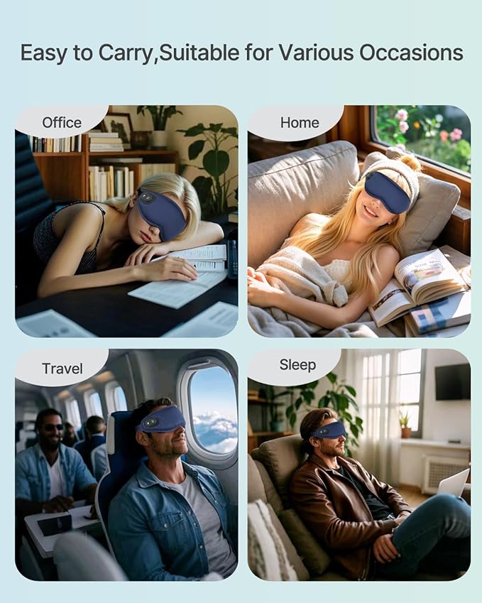 Upgraded Cordless Heated Eye Massager with 3 Temperature, 3 Vibrating Heating Sleeping Mask for Men Women Kids -USB Charing Heated Eye Mask Electric for Dry Eyes, Relax,Travel