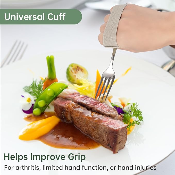 3 Pack Universal Cuff, Universal Hand Strap for Holding Utensils, Eating Assistance Cuff for Weak Grip & Limited Mobility (3 Different Designs to Suit Various preferences)