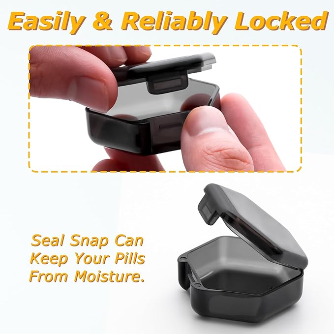 Small Pill Box, 7 Packs Travel Pill Case, Portable BPA Free Mini Organizer for Pocket Purse, Daily Medicine Vitamin Container, Fish Oil and Supplement Storage