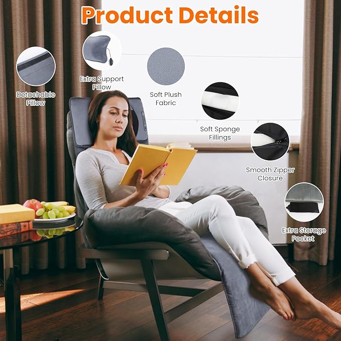 KOCASO Full Body Electric Massage Mat with Heat Vibration-53.14 * 19.68 inch Massage Pad Back Massage Mattress Chair Pad with Neck Pillow with 10 Vibration Motors Timer for Home Office (Advanced)