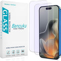 HPTech 2 Pack Anti Blue Light Screen Protector for iPhone 15 Pro Max/iPhone 15 Plus Eye Protection Tempered Glass Film, Easy to Install, Bubble Free