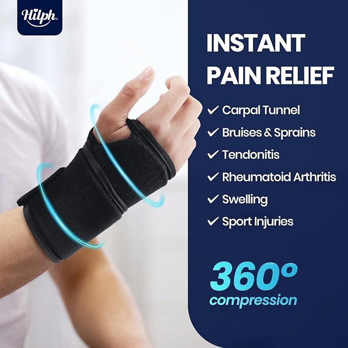 Hilph Wrist Ice Pack Wrap, Soft Gel Ice Pack for Wrist & Hand Pain Relief, Hot & Cold Compress for Carpal Tunnel, Mommy Wrist, Hand Injuries, Tendonitis, Arthritis, Surgery Recovery