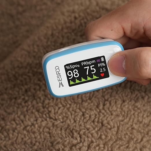 Pulse Oximeter Fingertip, Blue, Oxygen Monitor Fingertip with TFT Display, SpO2 and Heart Rate Measurement Device
