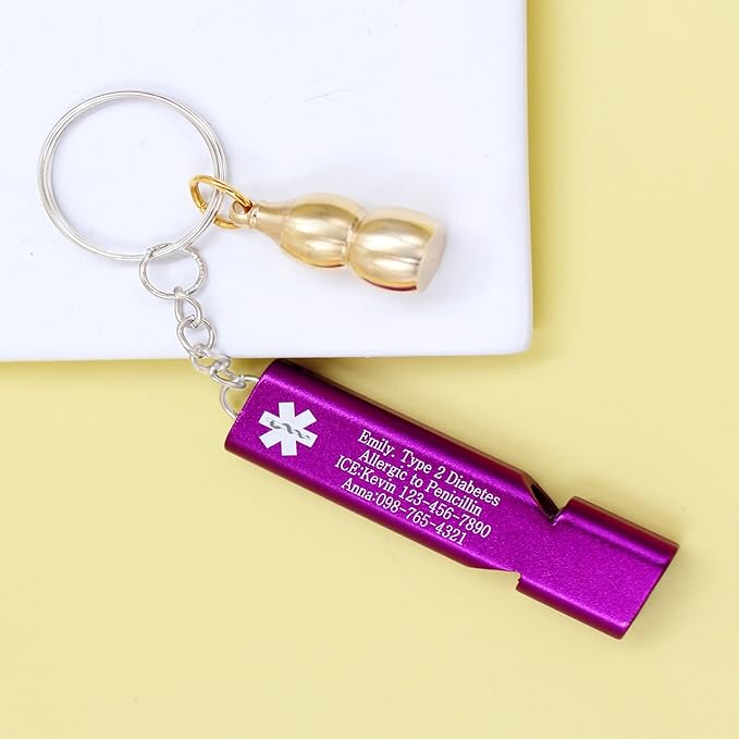 Medical Keychain with Gourd Pill Case – High Pitch Dual Tube Survival Whistle YA6000